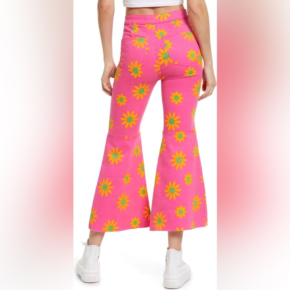 NWT Free People/We The Free Youthquake Printed Crop Flare Jeans - Lipstick Combo - Picture 4 of 14
